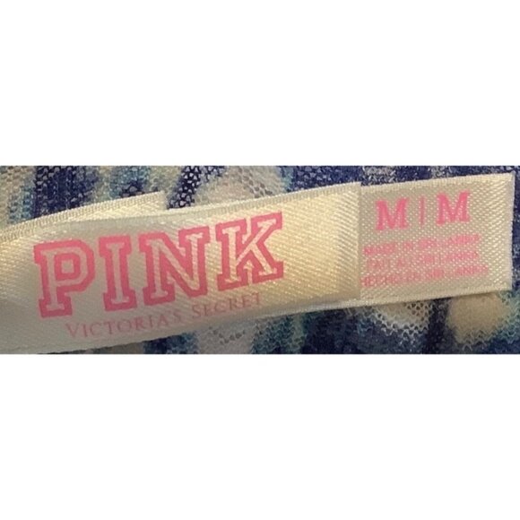 Victoria's Secret Pink Lace Bandeau Bra Medium Blue Abstract Print Strapless - Picture 3 of 6